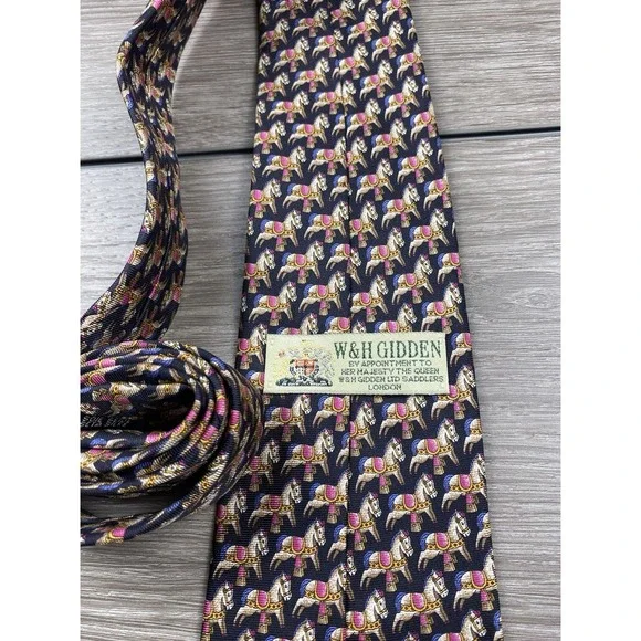 W & H Gidden Men's Pure Silk Carousel Horse Necktie